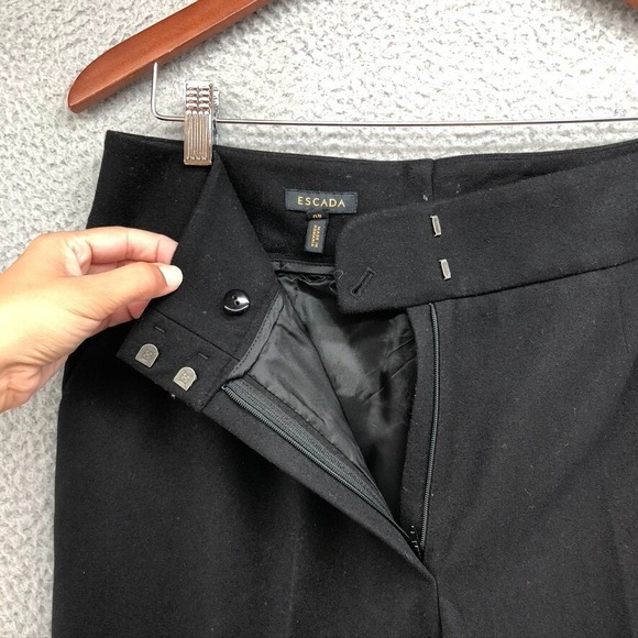 Escada Wool Dress Pants Womens 40 Medium Black Straight Leg High Rise Business - Picture 7 of 14